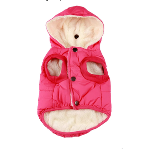Fleece Lining Extra Warm Dog Hoodie in Winter for Small Dogs Jacket Puppy Coats with Hooded Pink M