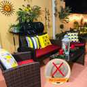 3 Pack Outdoor Cushion Covers Replacement, Waterproof Patio Seat Cushion Cover Fit for 4-Seater Wicker Rattan Conversation Set Loveseat Chair Couch Furniture, Cover Only, 38x19x2,19x19x2, Dark Red