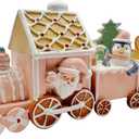 Gingerbread Train Decor Gingerbread Christmas Decorations Indoor Resin Santa Statue Train Figurines Christmas Kitchen Table Party Deco