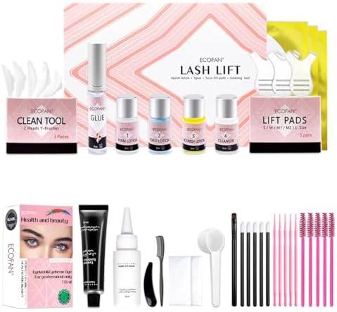 Lash Lift and Black Kit, Professional Eyelash Perm Kit and Black Eyelash & Eyebrow Set 3 in 1, Quick Lifting & Voluminous Coloring with Complete Tools Gifts for Women Salon Grade Home DIY