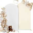 Hemmotop 7.2 ft Arch Backdrop Cover (One Piece Double Color), White and Beige Spandex Arch Stand Covers, Fabric Stretchy Background for Balloon Arches, Wedding, Birthday Party, Baby Shower