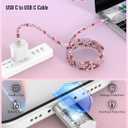 6 ft USB C Cable Charging Cord Beaded Charger for Apple Tangle-Free Bead for Carplay Car Play for iPhone 17 17e Air 16 16e 15 Pro Max Type C Wire for Samsung S26 S25 S24 S23 for Girls Women Purple
