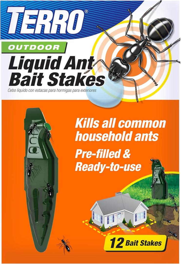 TERRO Liquid Ant Baits - T1813B - Outdoor Ready-to-Use Terro Ant Traps, Kills Household Ants, 12 Stakes TERRO Liquid Ant Baits - T1813B - Outdoor Ready-to-Use Terro Ant Traps, Kills Household Ants, 12 Stakes