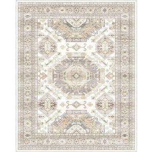 8x10 Area Rugs for Living Room, Washable Rug 8x10,Vintage Rug for Farmhouse Bedroom Dining Room (Beige Multi)