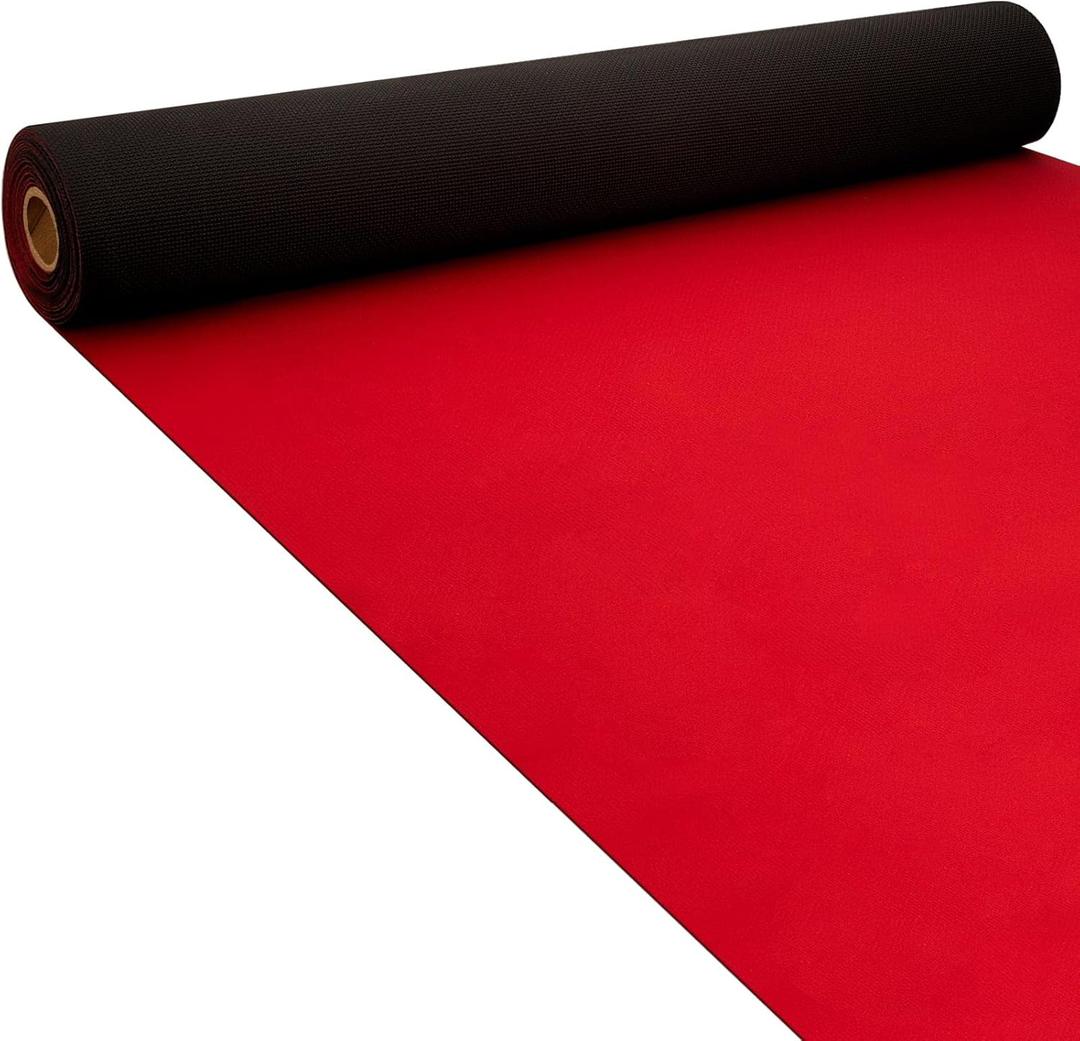 Boao Neoprene Carpet Runner Reusable Plastic Floor Runner Non Slip Rubber Backed Rugs for Hallway Aisle Carpet Roll for Wedding Party Decor Prom Business Outdoor(10 x 3 ft,Red)