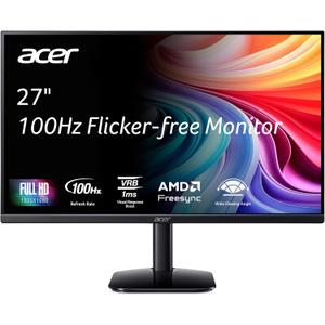 Acer KB272 E0bi 27" IPS Full HD (1920 x 1080) Zero-Frame Gaming Office Monitor AMD FreeSync Technology Up to 100Hz Refresh 1ms (VRB) Low Blue Light Tilt HDMI & VGA Ports