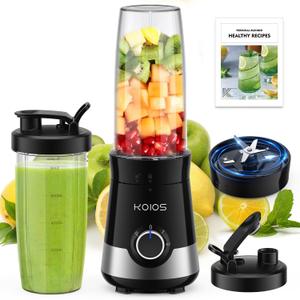 KOIOS Smoothie Blender, 900W Blenders for Kitchen with 27oz No-BPA Portable Bottles and Spout Lids, 3 Modes Personal Mixer Blender for Shakes Smoothies Frozen Drinks, Nutritious Recipe Silver
