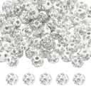 MECCANIXITY 100pcs 6mm Rhinestone Beads for Jewelry Making, Bling Disco Bead Sparkle Diamond Clay Bead for Necklace Bracelet Christmas, White