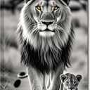 ZHIYYHAO Black and White Lion Canvas Wall Decor Lion with Cub Picture Wild Animal Painting Modern Artwork for Bedroom Living Room Nursery Home Decor A-418.00L X12.00W''