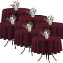 Fitable 6 Pack Burgundy Round Table Clothes - 70 Inches in Diameter - Stain Resistant and Washable Tablecloths, Polyester Fabric Table Covers for Wedding, Party, Banquet, Gathering