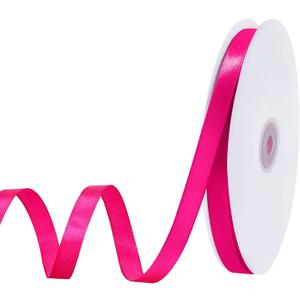 woric 120 Yards Hot Pink Ribbon 3/8 Inch Easter Ribbon Thin Pink Satin Ribbon for Mothers Day Gift Wrapping Wedding Bride Bracelet Hair Bows DIY Crafts Bags Balloon String