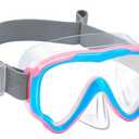 Aegend Kids Swim Goggles Snorkel Diving Mask for Kids Youth 3-15, Knitted Fabric Strap, Anti-Fog 180 Clear View (pink Blue)