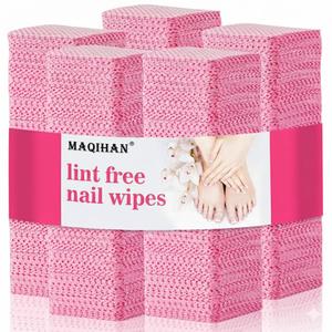 MAQIHAN 600 Lint Free Nail Wipes - Pink Nail Polish Remover Wipes Lint Free Nail Wipes Pads for Gel Nails No Lint Nail Glue Wipes Eyelash Extensions Toallitas Para Uas Sin Pelusa Nail Supplies (one size)
