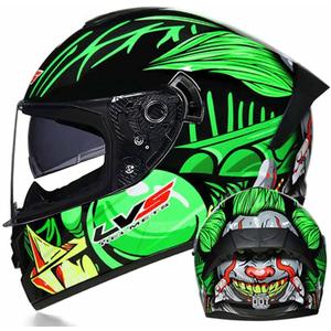Full Face Motorcycle Helmet DOT Approved Motorbike Moped Street Bike Racing Crash Helmet, Men and Women (Medium, Transparent goggles)