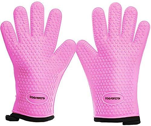 KITCHEN PERFECTION S Silicone Smoker Oven Gloves -Extreme Heat Resistant BBQ Gloves -Handle Hot Food Right on Your Grill Fryer Pit|Waterproof Oven Mitts |Superior Value Set+3 Bonuses, Small