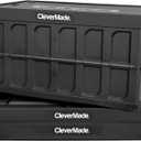 CleverMade Collapsible Storage Bins with Lids - Obsidian 3 Pack 46L- Plastic Containers Stackable Organization Crates Home Closet Space-Saving Durable