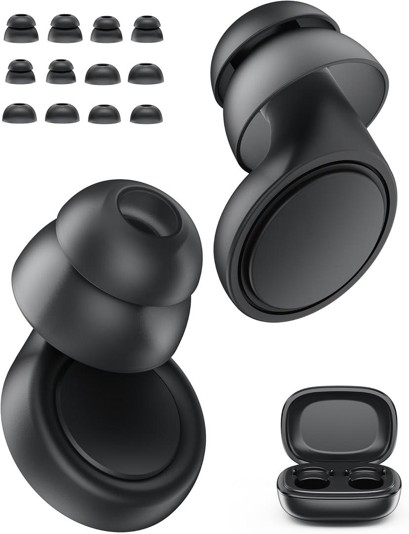 4 x Ear Plugs for Sleeping Noise Cancelling,45dB Ear Plugs for Noise Reduction Reuseable Concert Ear Plugs for Sleeping, Concerts, Traveling, Working Black