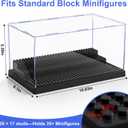 Mlikero 2 Pack Minifigure Display Case for Action Figures Blocks, Clear Dustproof Acrylic Display Box Storage with 3 Movable Steps Gifts for Children,Black