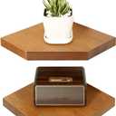Habudda Corner Shelves, Wall Mounted Storage Display Shelves for Living Room Bedroom Bathroom Kitchen, Rustic Decor Solid Pine Wood, Golden Walnut