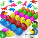 24 Pcs Large Hatching Dinosaur Eggs Easter Party Favors, Easter Egg Filled Toys for Kids Toddlers Grow in Water Dinos Egg Science Kits, Goodie Bag Stuffers, Classroom Prizes, Easter Basket Stuffers (Multicolor)