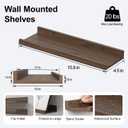 Floating Shelves for Wall Decor, Wall Mounted Wood Storage Shelf for Bedroom, Living Room, Bathroom, Kitchen, Nursery, Rustic Display Picture Ledge Shelf with Lip Set of 2-16 Inches, Walnut