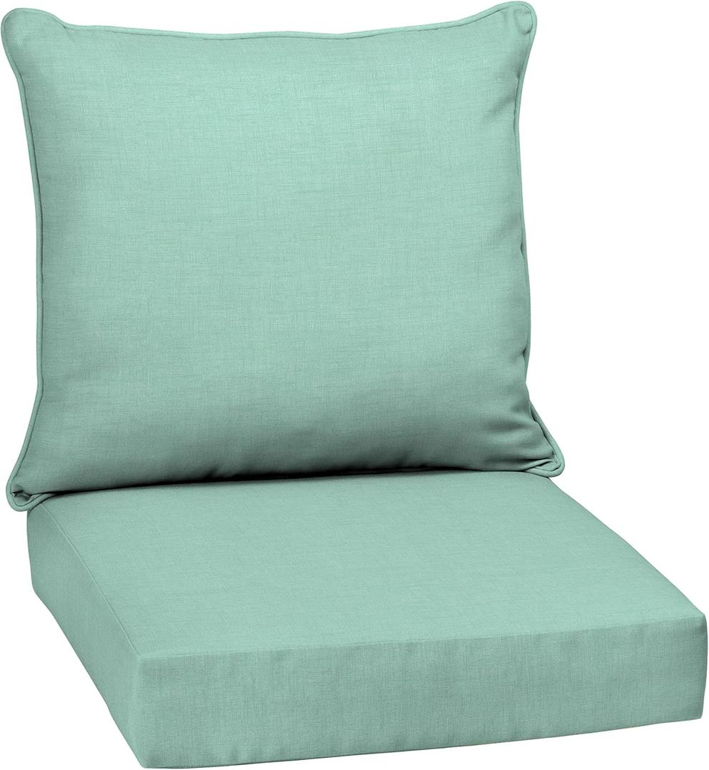 Arden Outdoor Deep Seat Cushion Set, 24 in x 24 in, Weather-Proof, Rain-Proof, Fade Resistant Patio Cushion for Chair, Sofa, and Couch Aqua Leala (24" x 24")