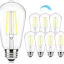 Brightever Edison Light Bulbs 60W Equivalent, Dimmable Light Bulbs, 7W, 850LM Vintage E26 LED Bulb 5000K Daylight White, 90+CRI, ST58 Clear Glass Antique LED Filament Bulb for Porch, 8 Pack