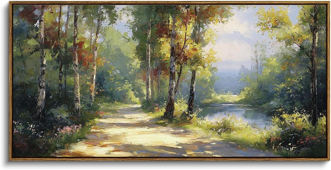 ARPEOTCY Large Landscape Wall Art,Nature Birch Tree Path Painting 20×40 in