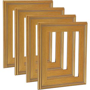 Cardinali Plein Aire Gold 12x16 Open Back Frames for Canvas Art - Box of 4, 3" Wide Moulding w/Raised Edge - No Glass or Backing - 1/2" Rabbet Depth- Timeless Picture Frame for Canvas - Made in USA