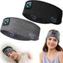 Perytong 2 Pack Sleep Headphones, Sleeping Headphones | Bluetooth Headband with Ultra-Thin HD Stereo Speaker, Wireless Headphone for Sports, Insomnia, Yoga, Air Travel, Meditation (Dark Black Gray)