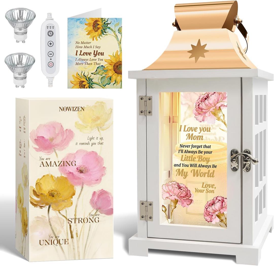 2 x Gifts for Mom from Son - Unique Mothes Day Birthday Gifts for Mom from Son, I Love You Mom Gifts Lantern - Thanksgiving, Mother Son Candle Warmer Lamp with Timer Dimmer