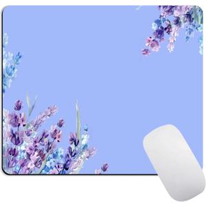 Purple Flower Mouse Pad for Women, Pretty Floral Unique Design Mouse Pads for Desk. Cute Premium-Textured Mousepad with Non-Slip Rubber Base for Notebooks Desktop Computers Office Supplies