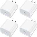 [4 Pack] USB-C Wall Charger, 20W USB-C Power Adapter Replacement for Phone 17/16/15/14/13/15 Pro/Pro Max/Plus/XS/XR/X,Galaxy, Pixel,i Pad