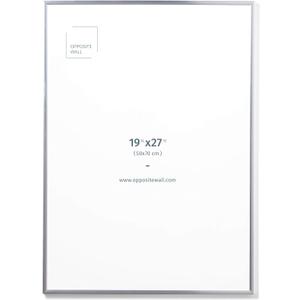 Opposite Wall Aluminium Metal Picture Frame, 19  x 27  in. | 50x70 cm Silver Sleek Matte, Shatterproof and Durable, Perfectly Crafted for Poster, Photo and Collage Displays