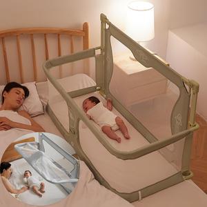 3 in 1 Baby bassinets bedside sleeper, co sleeping bed for baby, for co sleeper for baby in bed, Portable Crib, breathable and visible mesh window,soft washable liner cover and sturdy aluminum alloy ( (Light green)