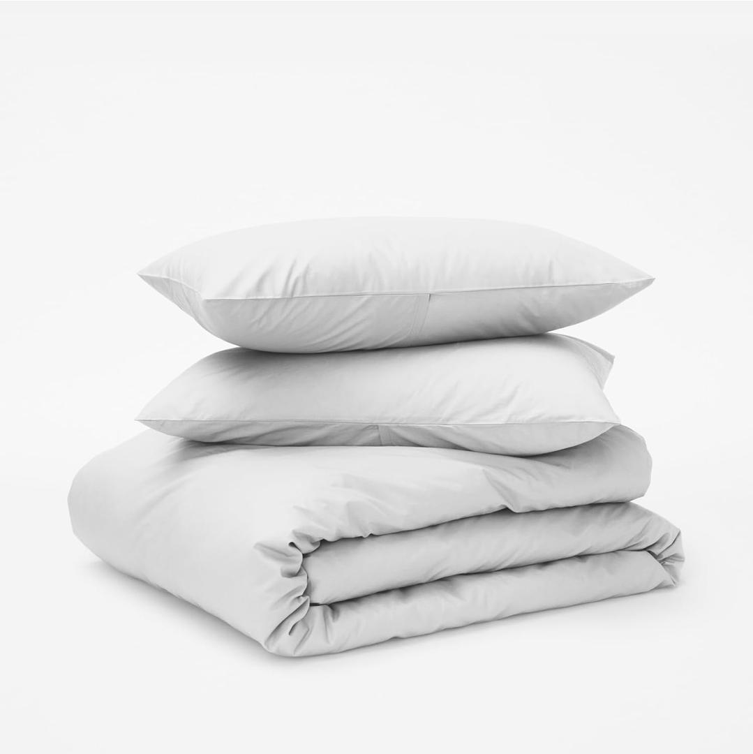 Tuft & Needle Full/Queen Percale Duvet Cover Set  100% Supima Cotton, Crisp & Cooling Bedding for Hot Sleepers, Breathable & Durable with Zipper Closure & Corner Ties, Oeko-Tex Certified, Cloud