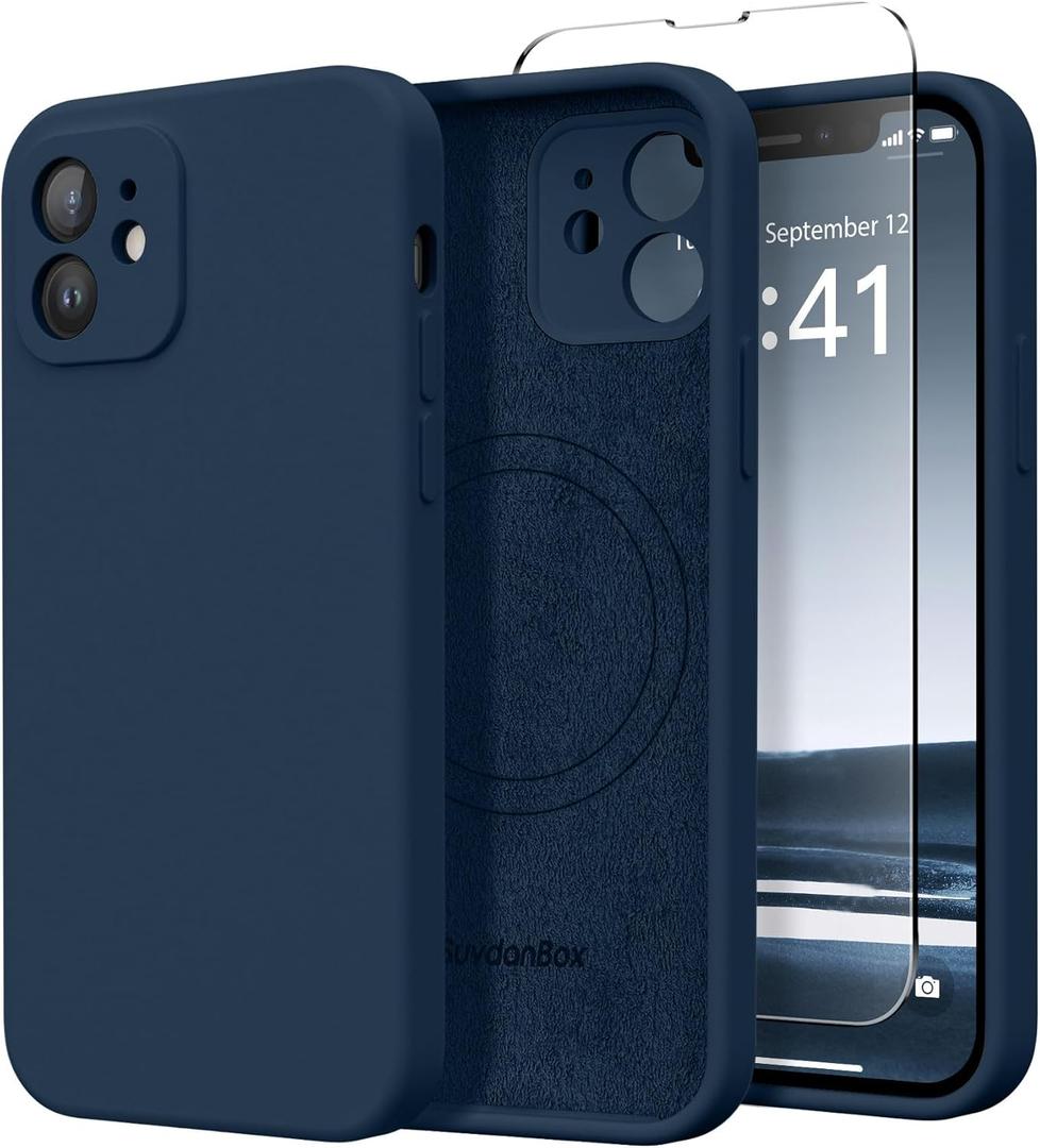 Magnetic for iPhone 12 Case, Compatible with MagSafe, [Full Camera Protection][Screen Protector] Silicone Shockproof Protective Phone Case for iPhone 12 6.1", Cobalt Blue