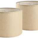 GO&SO Set of 2 Lamp Shades for Table Lamps Floor Lamps Rustic Brown Drum Lampshades- 13" Top x 13" Bottom x 10" High (Spider) Natural Burlap - Medium Lampshades Modern -Farmhouse Assembly Required