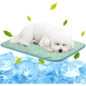 NWK Pet Cooling Mat -Q-Max>0.345 Ice Silk Cooling Mat for Dogs & Cats Portable & Washable Pet Cooling Blanket, Car Seats, Beds for Summer (Green Fruit, 27'' X 20'' X 0.3'') Medium