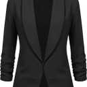 Lock and Love Women 3/4 Sleeve Blazer Open Front Cardigan Jacket Work Office Blazer (Small)