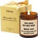Citronella Candle for Indoor or Outdoor Use – Funny Citronella Candle for Patio, Camping & Gifts, Natural Soy Wax (7.2oz), Amber