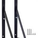 2 Pack L12 x H 8" Black Heavy Duty Shelf Brackets with Screws Metal Shelf Brackets Shelf Support Angle Brackets for Shelves L Brackets Heavy Duty Floating Shelf