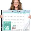 Forvencer Desk Calendar 2026-2027, 20 Months Calendar Runs from May 2026 to December 2027, 22" x 17" Large 2026 Desk Calendar Monthly Planner with Plastic Cover for Home School Office, Blue