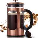 BAYKA 34oz 1 Liter French Press Coffee Maker, Coffee Lover Gifts Basket Set, Heat Resistant Thickened Borosilicate Glass Stainless Steel Brewer, Cold Brew Cafetera Teapot for Kitchen, Copper