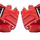 TRQ Front Performance Brake Caliper Set Red Compatible with 2003-2009 Toyota 4Runner 2007-2014 FJ Cruiser 2005-2023 Tacoma