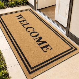 Smiry Front Door Mat Outside Entrance, Sturdy Dirt Trapper, Welcome, 47"X23"