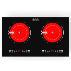 VBGK 2 Burner Electric Cooktop,110V 2400W Electric Stove Top with Touch Control,9 Heating Level,Timer & Kid Safety 2 burner cooktop.