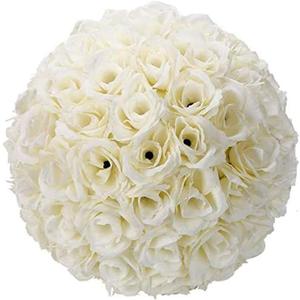 HomeABC 10 Inch Artificial Romantic Rose Flower Ball for Home Outdoor Wedding Party Centerpieces Decorations 10Pack, Cream White