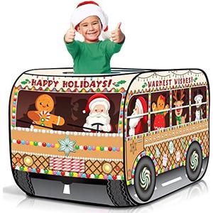 ArtCreativity Christmas School Bus Pop Up Tent for Kids – Fun Pop Up Play Tent with Carry Bag, Perfect Christmas Theme for Indoor Decor, School Bus Tents Toy, 43.5 x 28 x 26.5 Inches
