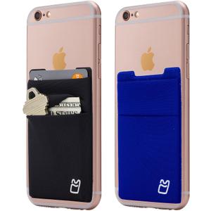 Wallet | Card and Money Holder for Cell Phone | Sticks On Case (Blue & Black)